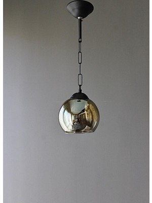 Normadia Şık Spor Retro Füme Camlı Siyah Tekli Sarkıt Aydınlatma