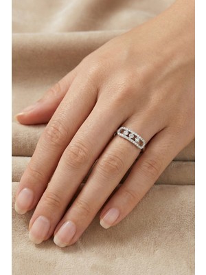 Söğütlü Silver 925 Ayar Gümüş Yüzük Rodyumlu Hareketli Zirkon Taşlı Umut Işığı Kapsül Yüzük