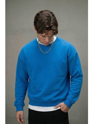 Gothamvibes Erkek Boxy Oversize Mavi Sweatshirt