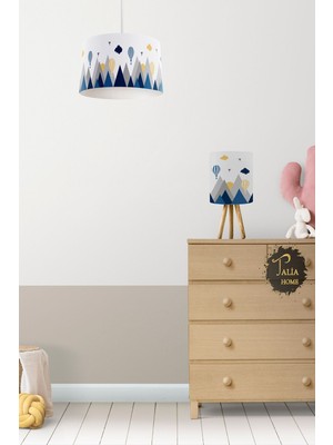 Normadia Mavi Kuş Vadisi Dağ Desenli Sarkıt Avize ve Abajur Masa Lambası