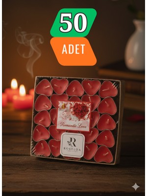 Rosfloa 50'li Premium Tealight Mum–4 Saat Yanış-Buhurdanlık, Sevgililer Günü, Kutlama, Doğum Günü,düğün Kına
