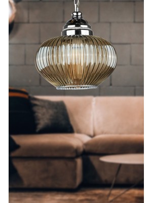 Normadia Şık Füme Renkli Cam Tekli Avize, Modern ve Zarif Tasarım