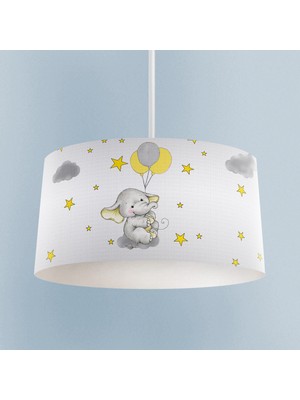 Normadia Gri Bulutlu Sevimli Fil Desenli Bebek ve Çocuk Odası Avizesi