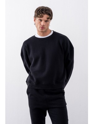 Gothamvibes Erkek Boxy Oversize Siyah Sweatshirt