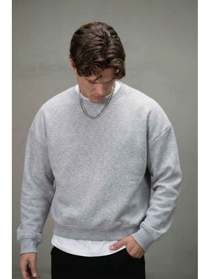 Gothamvibes Erkek Boxy Oversize Gri Sweatshirt