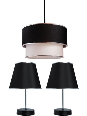 Normadia Şık Siyah Pasta Avize ve Abajur Seti EST01, Modern ve Zarif Tasarım