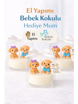 Larina Hediyelik Hediyelik İkiz Bebek Kokulu Mum Hediyelik –Kişiye Özel, Doğum & Mevlüt, Baby Shower – Etiketli + Şeffaf Kutu