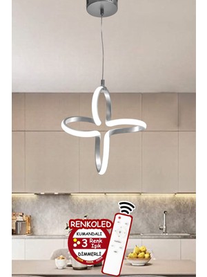 Normadia 3 Renk Işıklı Modern Sarkıt LED Avize, Gümüş Kasa, Şık ve Şık Tasarım