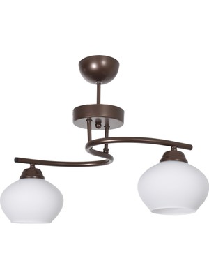 Normadia Kahverengi ve Beyaz Camlı 2'li Avize, Şık ve Modern Tasarım