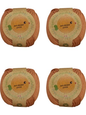 Organickid Organik Pamuk El Örgü İpi Taba Kahve - Saddle Brown 4'lü Paket