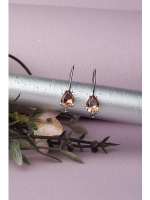 By Barun Sultanit Damla Küpe Kancalı Geçmeli Halkalı Sallantılı 925 Ayar Gümüş Küpe