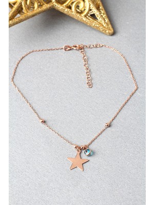 By Barun Halhal Kadın Yıldız Nazar Boncuklu 925 Ayar Gümüş Halhal