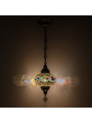 Normadia Şık Dekoratif Mozaik Avize Osmanlı Tarzı Tekli Lümen Parlaklığı