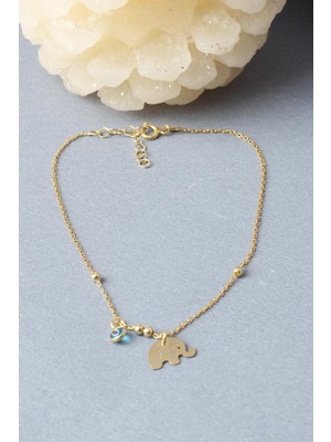 By Barun Halhal Kadın Fil Nazar Boncuklu 925 Ayar Gümüş Halhal