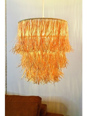 Normadia Bohem Tarz Saçaklı Hasır 3 Katlı Avize, Şık ve Doğal Aydınlatma