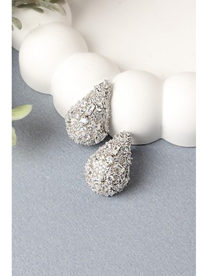 By Barun Damla Küpe Baget Zirkon Taşlı Silver 925 Ayar Gümüş Küpe