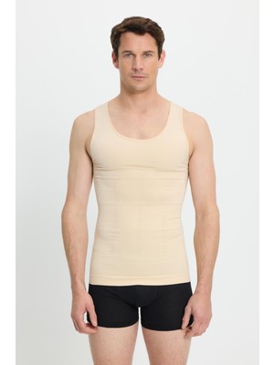 Tudors Erkek Süper Slim Fit Extra Dar Kesim Lastikli Ten Rengi Atlet Korse