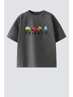 Monila Erkek Çocuk Pamuklu Bisiklet Yaka Araba Baskılı T-Shirt