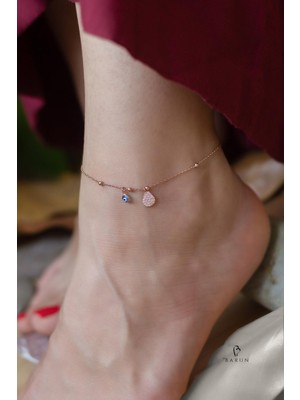 By Barun Damla Model Beyaz Taşlı 925 Ayar Gümüş Halhal