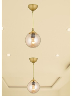 Normadia Şık Kardelen Sarkıt Eskitme Tekli Bal Glop Camlı Lüks Avize