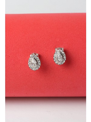 By Barun Damla Küpe Zirkon Taşlı 925 Ayar Silver Gümüş Küpe