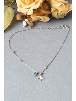 By Barun Halhal Kadın Kelebek Nazar Boncuklu 925 Ayar Gümüş Halhal