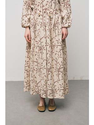 Orfeonegro Kadın Botanical Line Nakış Işlemeli Bohem Maxi Etek