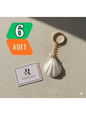 Rosfloa 6 Adet Anahtarlık –kart & Jelatin Yok- Hediyelik Kelebek & Inci Detaylı Anahtarlık-Çanta Süsü (9cm)