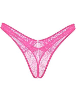 Victoria's Secret Gül Dantelli Derin Bacak Kesim Crotchless Tanga