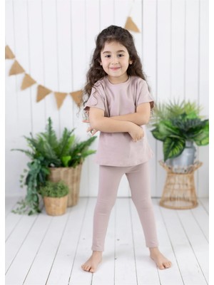 Şehrazat Handmade Tasarım Alt Üst Pamuklu Çocuk Takım (Tişört-Uzun Tayt)