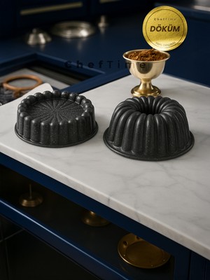 ChefTime 2’li Granit Döküm Kek & Tart Kalıbı 26 cm – Siyah