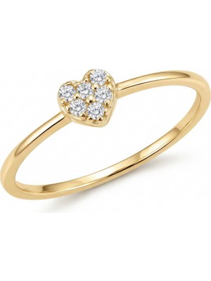 Hakan Mücevherat Minimal Taşlı Kalp 14 Ayar Altın Yüzük