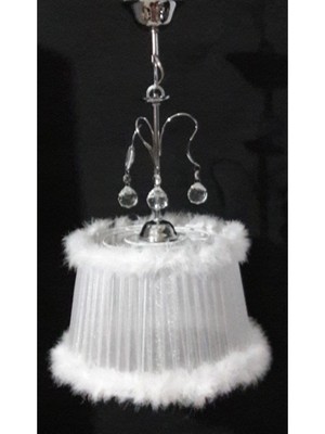 Normadia Beyaz Tüylü Taşlı Kız Çocuk Odası Avizesi, Şık ve Parlak Tasarım