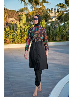 Remsa Mayo Paraşüt Tam Kapalı Tesettür Mayo Tüy Yaprak 2113 Funda