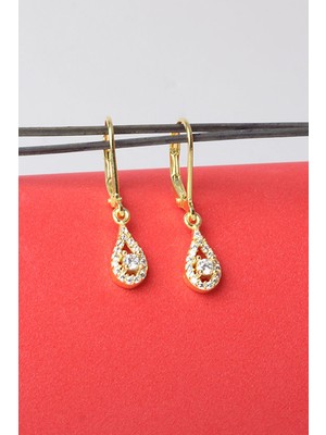 By Barun Damla Küpe Zirkon Taşlı 925 Ayar Gümüş Silver Sallantılı Küpe