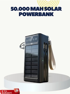 Mercansa LED Aydınlatmalı Güneş Panelli Powerbank Seyahat ve Kamp Için