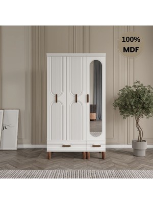 Flances Laçin 3 Kapaklı Çekmeceli Mdf Gardırop