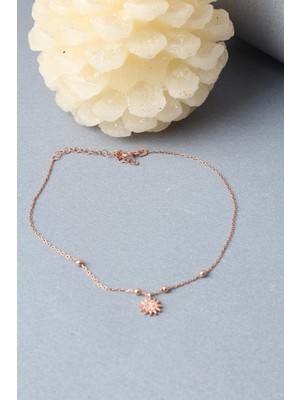 By Barun Halhal Kadın Güneş Zirkon Taşlı 925 Ayar Gümüş Halhal