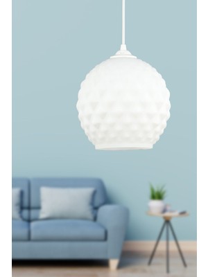 Normadia Şık Beyaz Tekli Cam Avize, Modern ve Zarif Aydınlatma Parçası