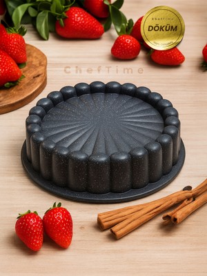 ChefTime Granit Döküm 26CM Tart Kalıbı Siyah Dilimli Turta Kalıbı Kek Kalıbı