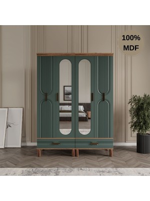 Flances Laçin 4 Kapaklı Çekmeceli Mdf Gardırop
