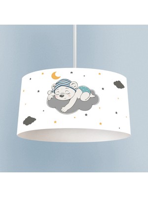 Normadia Sevimli Mavi Uyuyan Ayı Desenli Bebek ve Çocuk Odası Avizesi