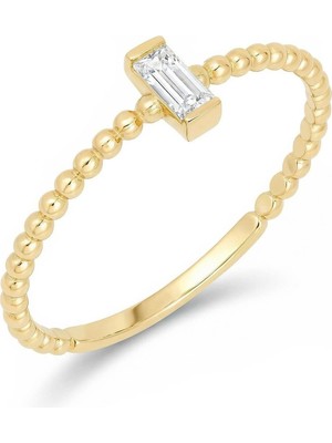 Hakan Mücevherat Baget Taşlı Minimal 14 Ayar Altın Yüzük