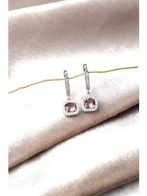 By Barun Kare Sultanit Küpe Zirkon Taşlı 925 Ayar Gümüş Sallantılı Küpe