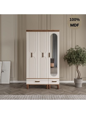 Flances Laçin 3 Kapaklı Çekmeceli Mdf Gardırop