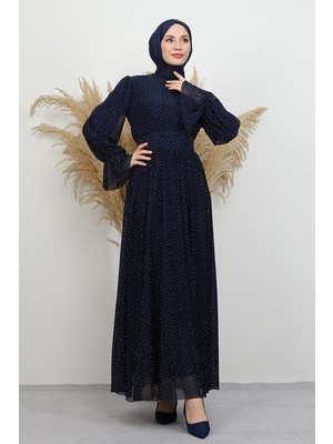 Valencia Tül Abiye Lacivert