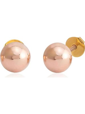 Hakan Mücevherat Top Küpe 3 cm 14 Ayar Rose Altın