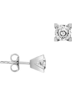 Hakan Mücevherat Tek Taş Küpe 14 Ayar Altın