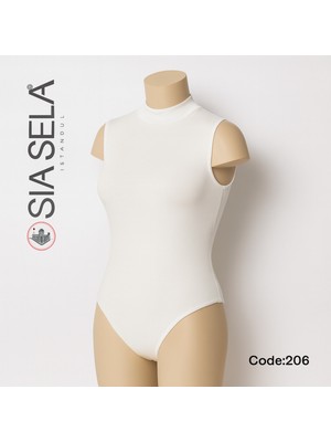 Belpa Sıla Sella Kadın Beyaz Yarım Balıkçı Yaka Kolsuz Body