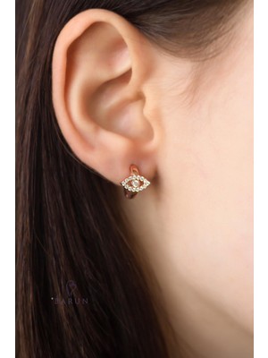 By Barun Göz Model Beyaz Zirkon Taşlı Yuvarlak 925 Ayar Gümüş Mini Küpe